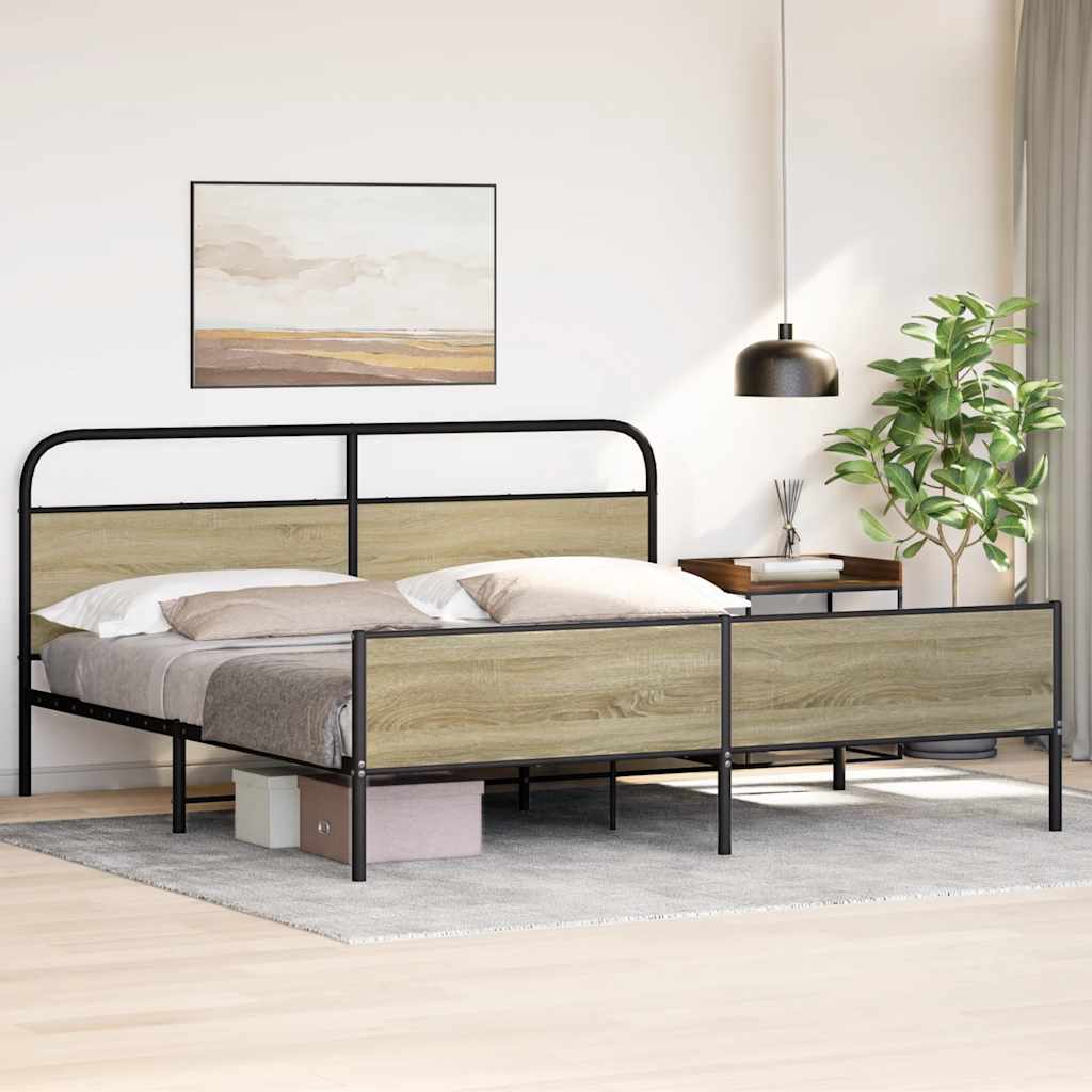 Metallbett ohne Matratze Sonoma-Eiche 183x213 cm