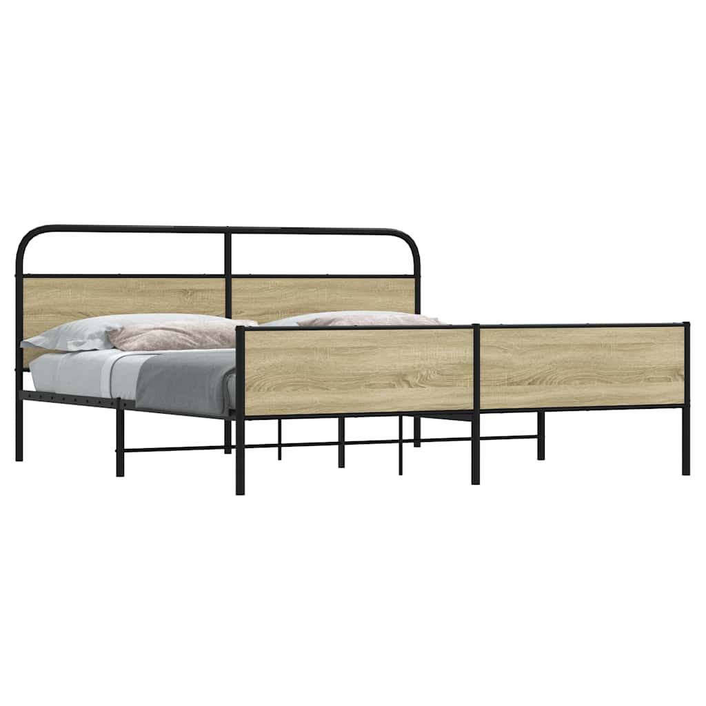 Metallbett ohne Matratze Sonoma-Eiche 183x213 cm