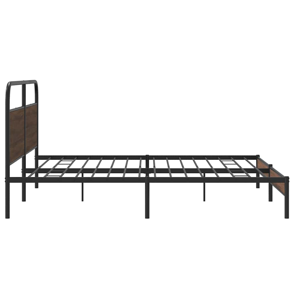 Metallbett ohne Matratze Braun Eichen-Optik 180x200 cm