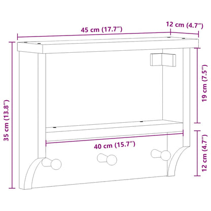 Wandgarderobe SANDNES Weiß 45x12x35 cm Massivholz Kiefer