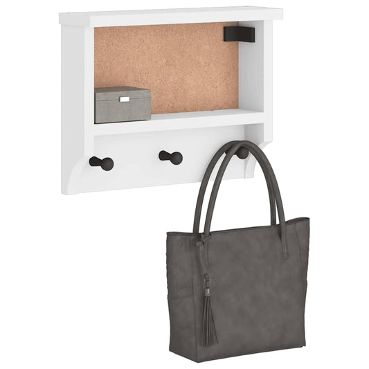 Wandgarderobe SANDNES Weiß 45x12x35 cm Massivholz Kiefer