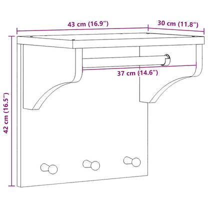 Wandgarderobe SANDNES Weiß 43x30x42 cm Massivholz Kiefer