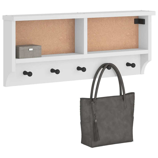 Wandgarderobe SANDNES Weiß 87x12x35 cm Massivholz Kiefer