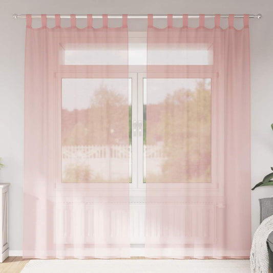 Voile Vorhänge mit Stangentaschen 2 Stk. Rosa