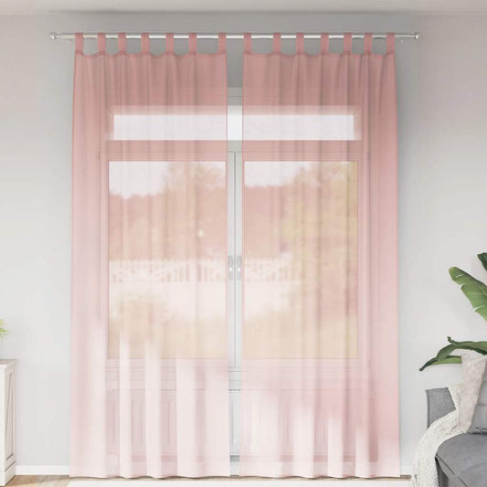 Voile Vorhänge mit Stangentaschen 2 Stk. Rosa