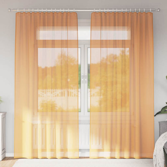 Voile Vorhänge mit Schlaufen 2 Stk. Orange 140x225 cm