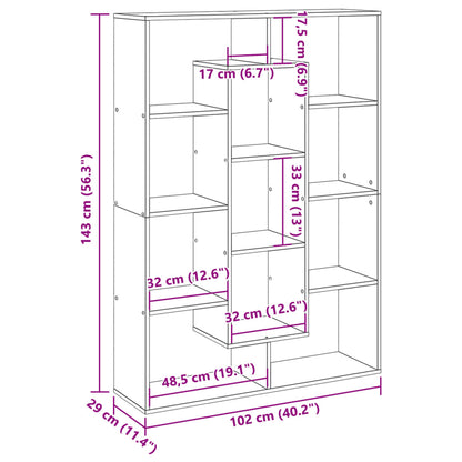 Bücherregal Betongrau 102x29x143 cm Holzwerkstoff