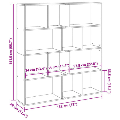 Bücherregal Sonoma-Eiche 132x29x141,5 cm Holzwerkstoff