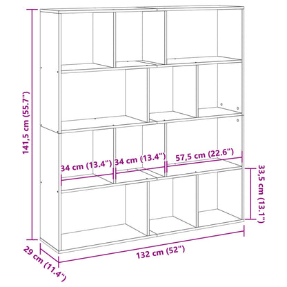 Bücherregal Artisan-Eiche 132x29x141,5 cm Holzwerkstoff