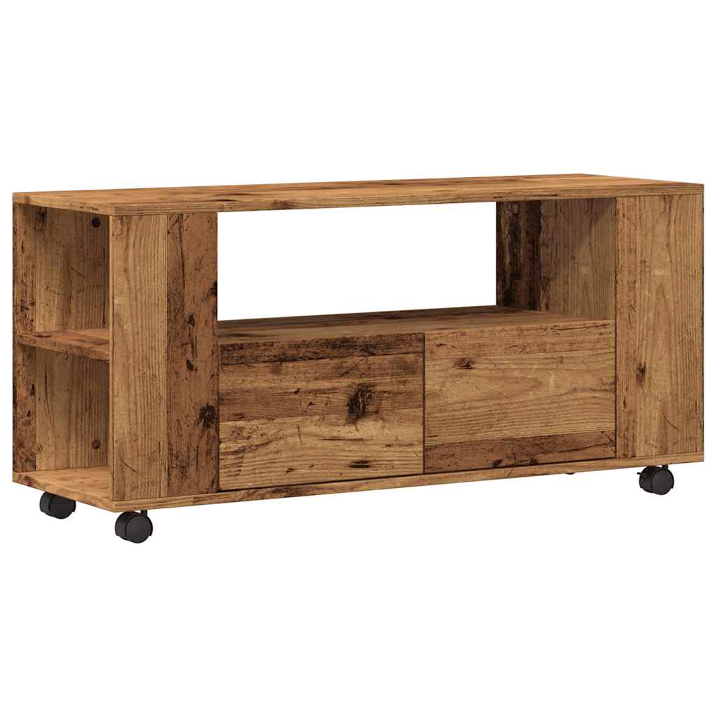 TV-Schrank mit Rollen Altholz-Optik 102x34,5x43cm Holzwerkstoff