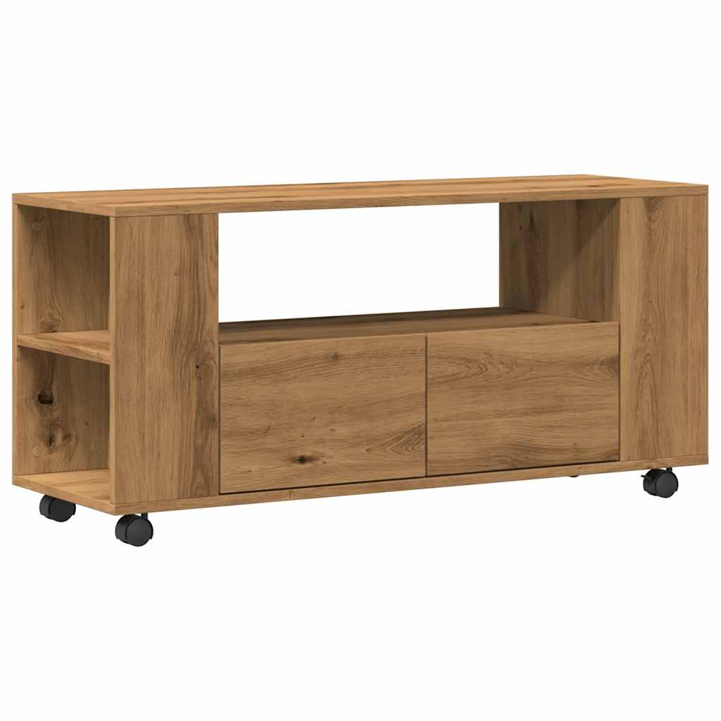 TV-Schrank mit Rollen Artisan-Eiche 102x34,5x43cm Holzwerkstoff