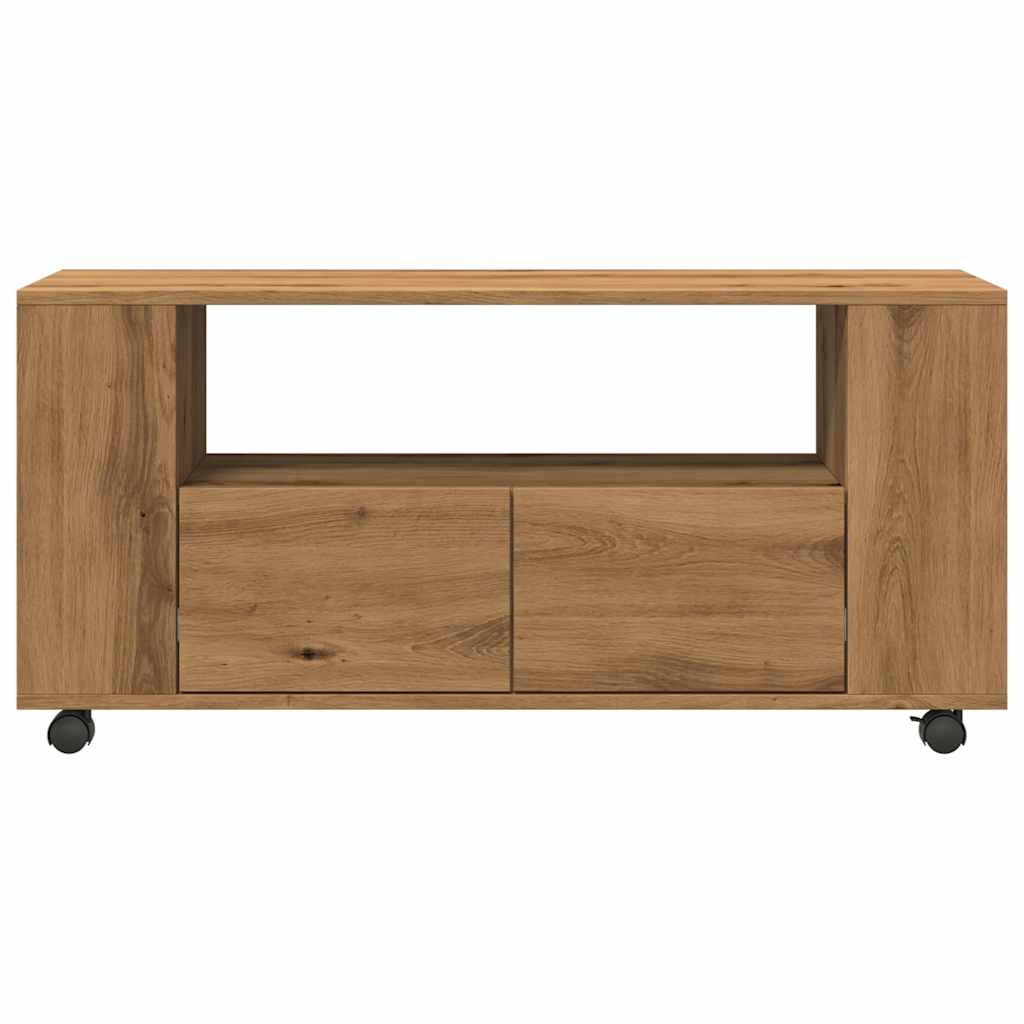 TV-Schrank mit Rollen Artisan-Eiche 102x34,5x43cm Holzwerkstoff