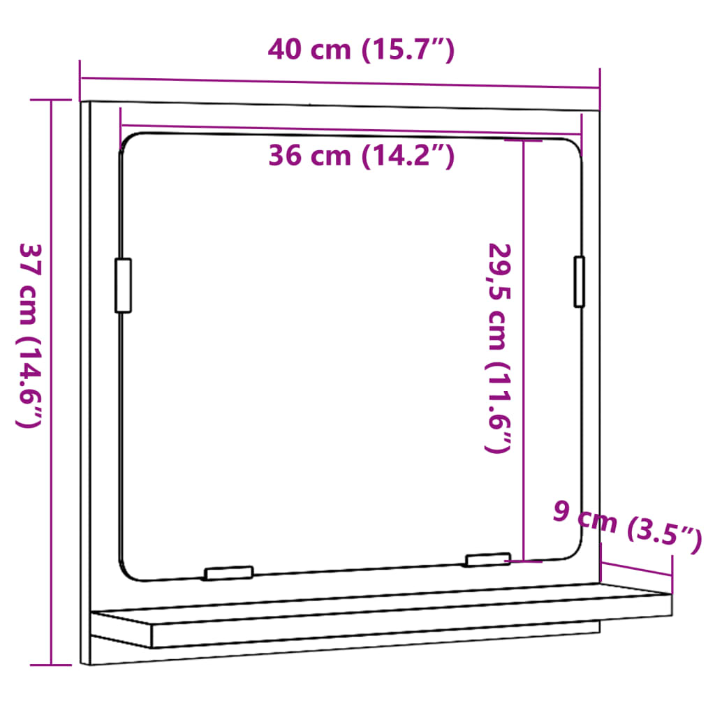 Badspiegel mit Ablage Sonoma-Eiche 40x11x37 cm Holzwerkstoff