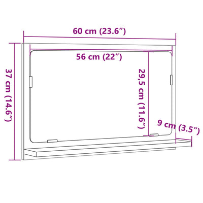 Badspiegel mit Ablage Betongrau 60x11x37 cm Holzwerkstoff