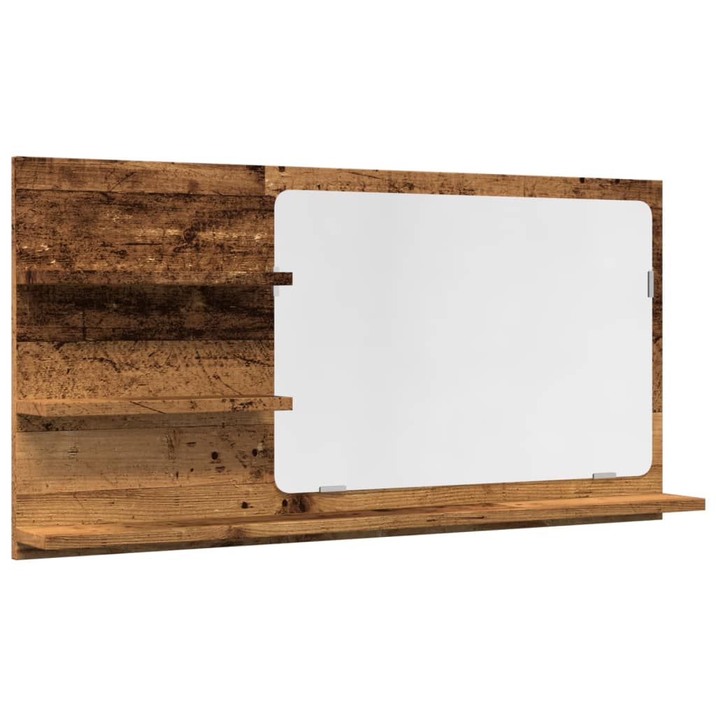 Badspiegel mit Ablagen Altholz-Optik 90x11x45 cm Holzwerkstoff