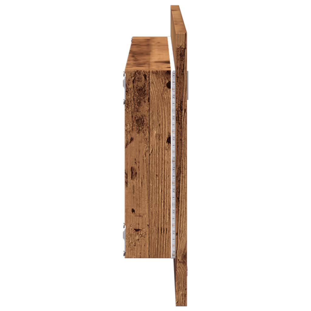 LED-Badspiegel Altholz-Optik 100x8,5x37 cm Holzwerkstoff