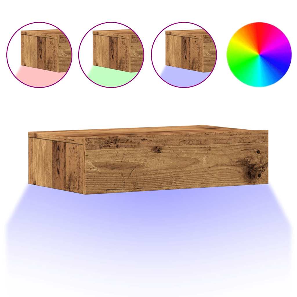 TV-Schrank mit LED-Leuchten Altholz-Optik 60x35x15,5 cm