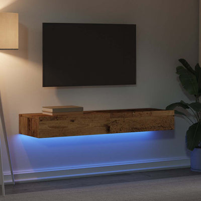 TV-Schränke mit LED-Leuchten 2 Stk. Altholz-Optik 60x35x15,5 cm