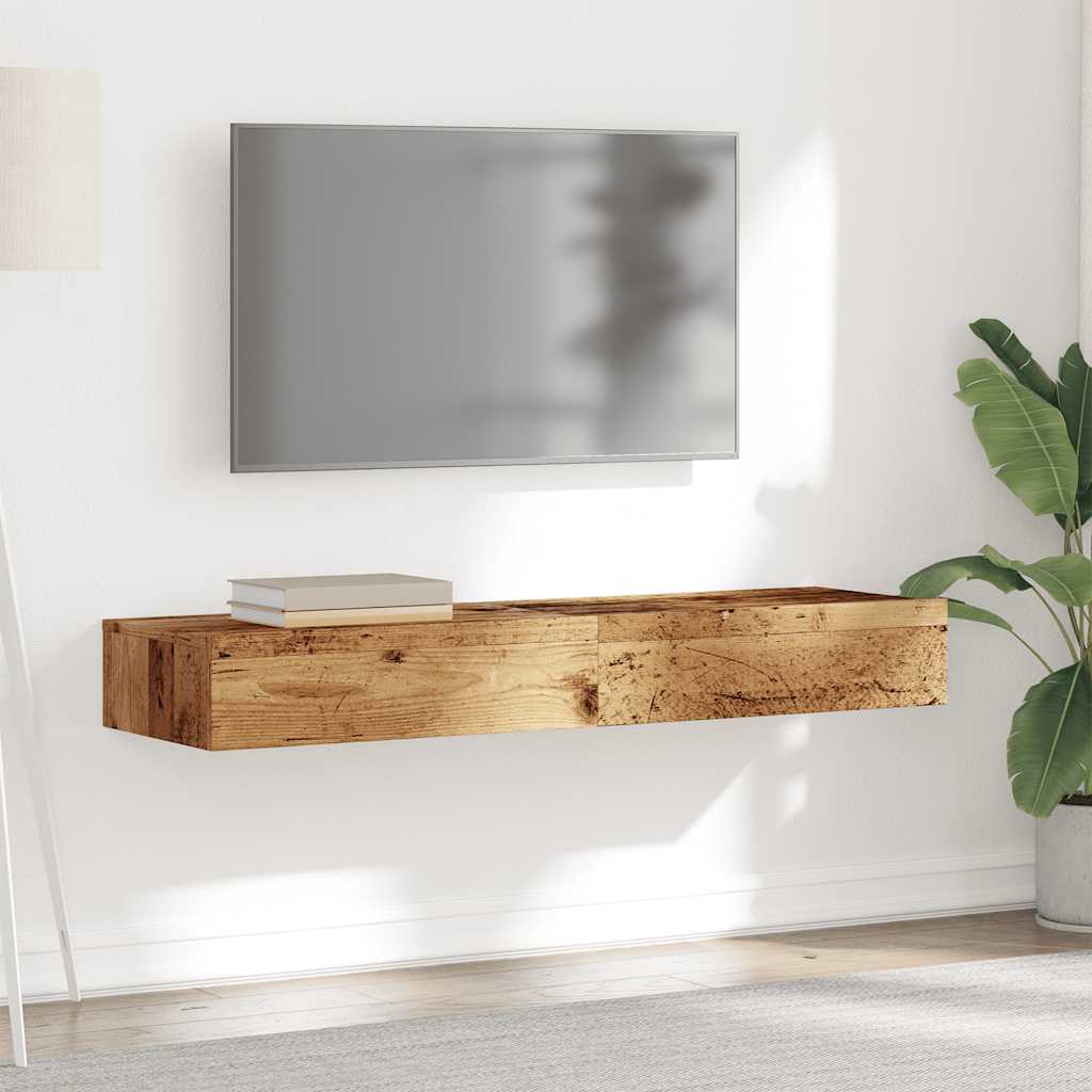 TV-Schränke mit LED-Leuchten 2 Stk. Altholz-Optik 60x35x15,5 cm