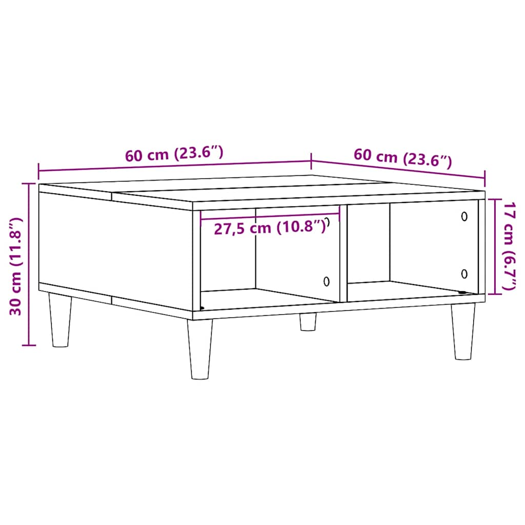 Couchtisch Altholz-Optik 60x60x30 cm Holzwerkstoff