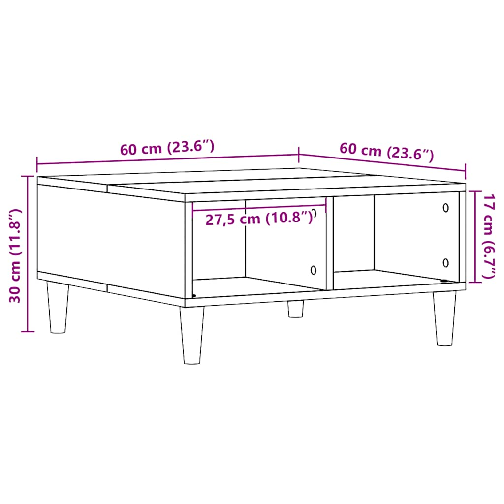 Couchtisch Artisan-Eiche 60x60x30 cm Holzwerkstoff