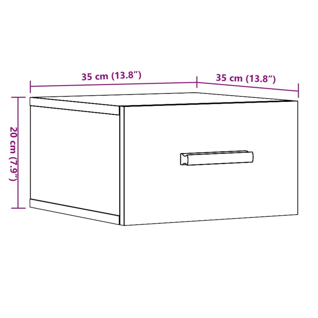 Wand-Nachttisch Altholz-Optik 35x35x20 cm