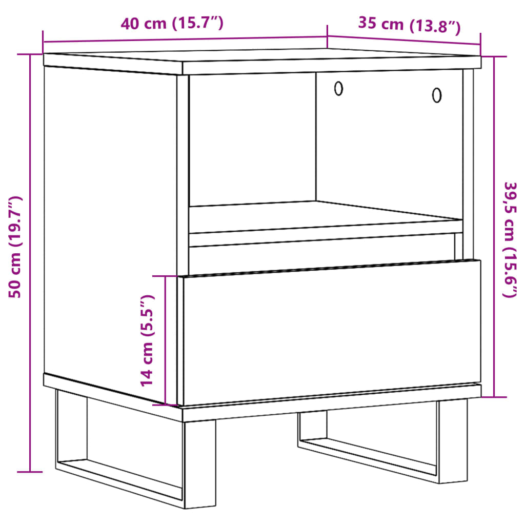 Nachttische 2 Stk. Artisan-Eiche 40x35x50 cm Holzwerkstoff