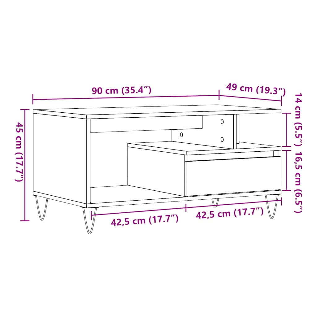 Couchtisch Altholz-Optik 90x49x45 cm Holzwerkstoff