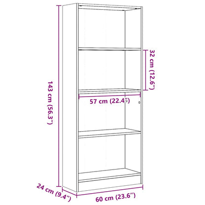 Bücherregal Hochglanz-Weiß 60x24x143 cm Holzwerkstoff