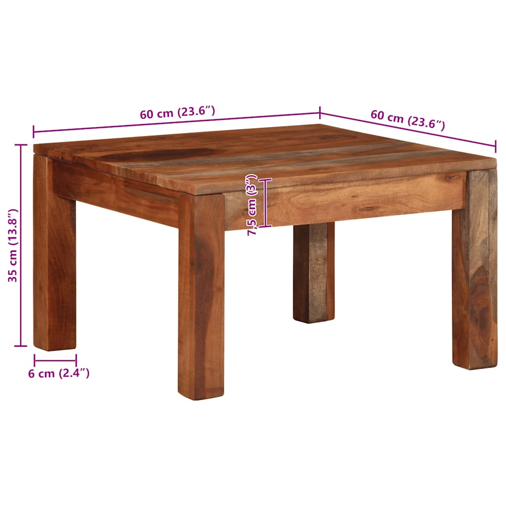 Couchtisch 60x60x35 cm Massivholz Akazie