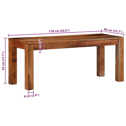 Bank 110 cm Massivholz Akazie