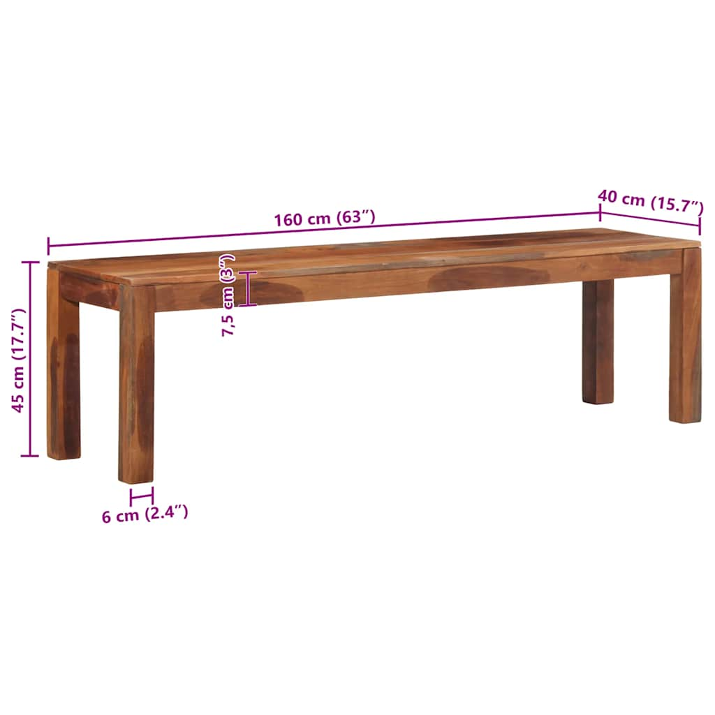 Bank 160 cm Massivholz Akazie