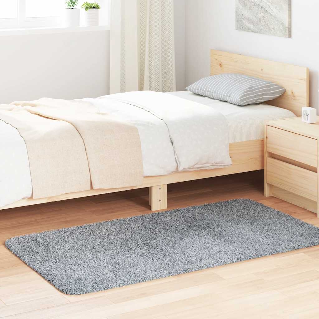 Teppich Shaggy Hochflor NAVARRA Hellgrau 80x150 cm Polyester