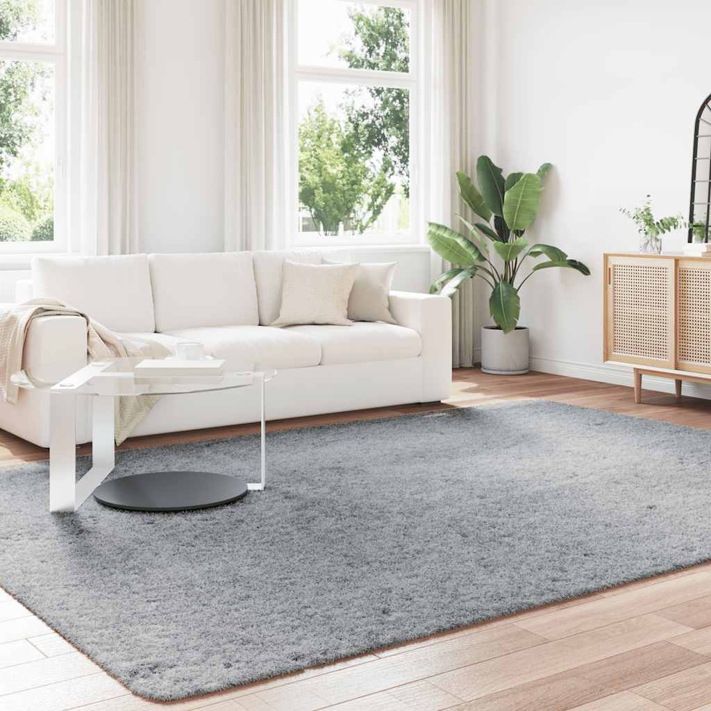 Teppich Shaggy Hochflor NAVARRA Hellgrau 240x340 cm Polyester