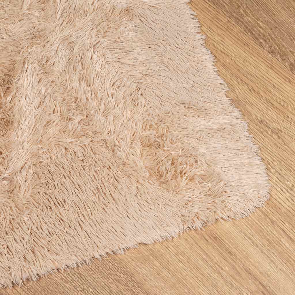 Teppich Shaggy Hochflor NAVARRA Beige 120x120 cm Polyester