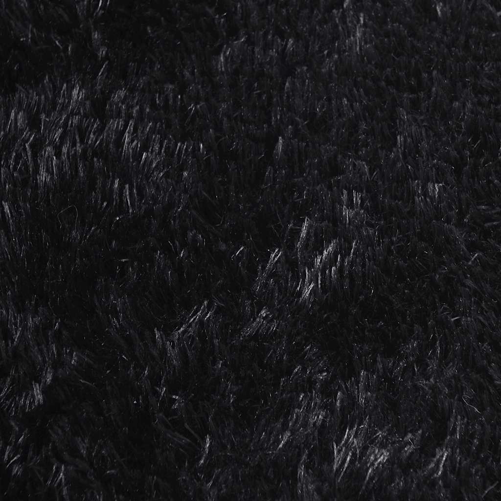 Teppich Shaggy Hochflor NAVARRA Schwarz 120x120 cm Polyester