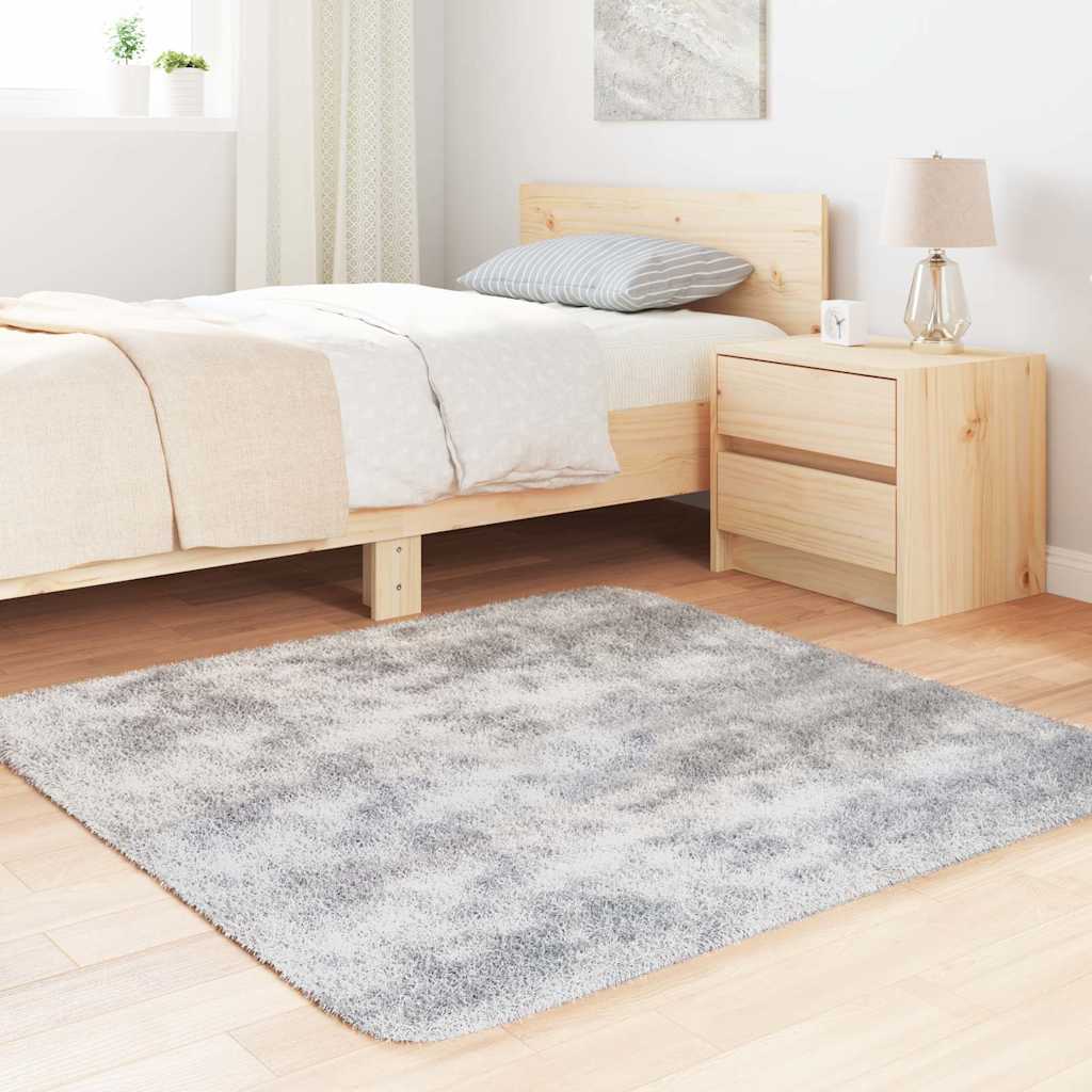 Teppich Shaggy Hochflor NAVARRA Silbergrau 120x120 cm Polyester