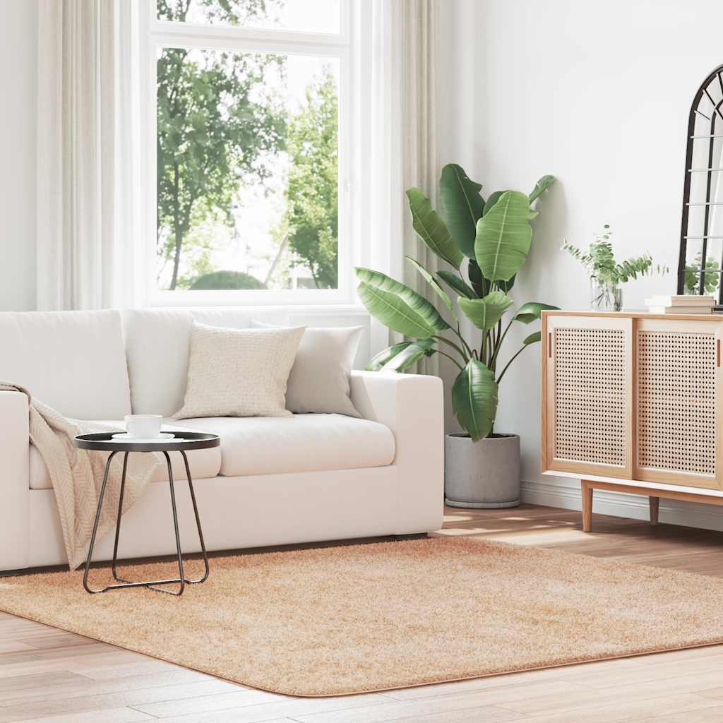 Teppich Shaggy Hochflor NAVARRA Beige 200x200 cm Polyester