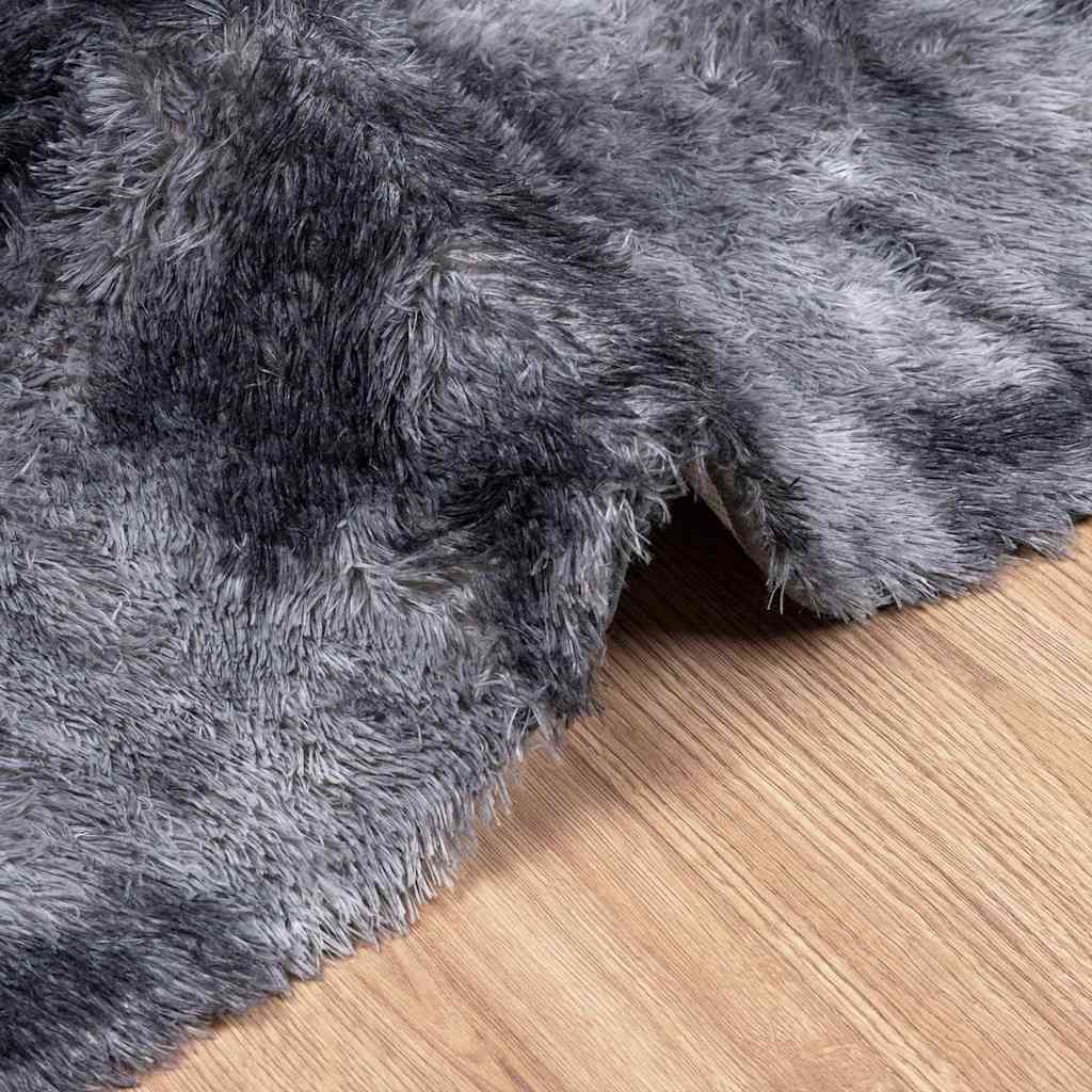 Teppich Shaggy Hochflor NAVARRA Dunkelgrau 200x200 cm Polyester