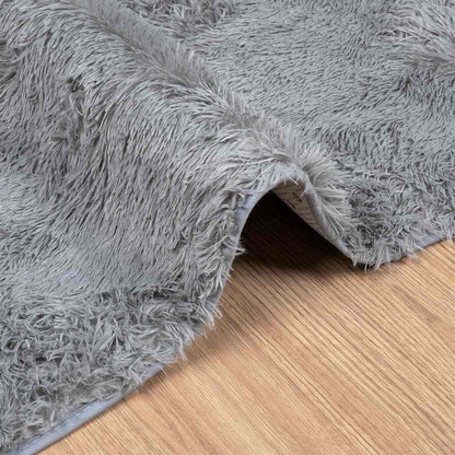Teppich Shaggy Hochflor NAVARRA Hellgrau 200x200 cm Polyester