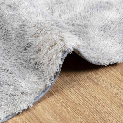 Teppich Shaggy Hochflor NAVARRA Silbergrau 240x240 cm Polyester