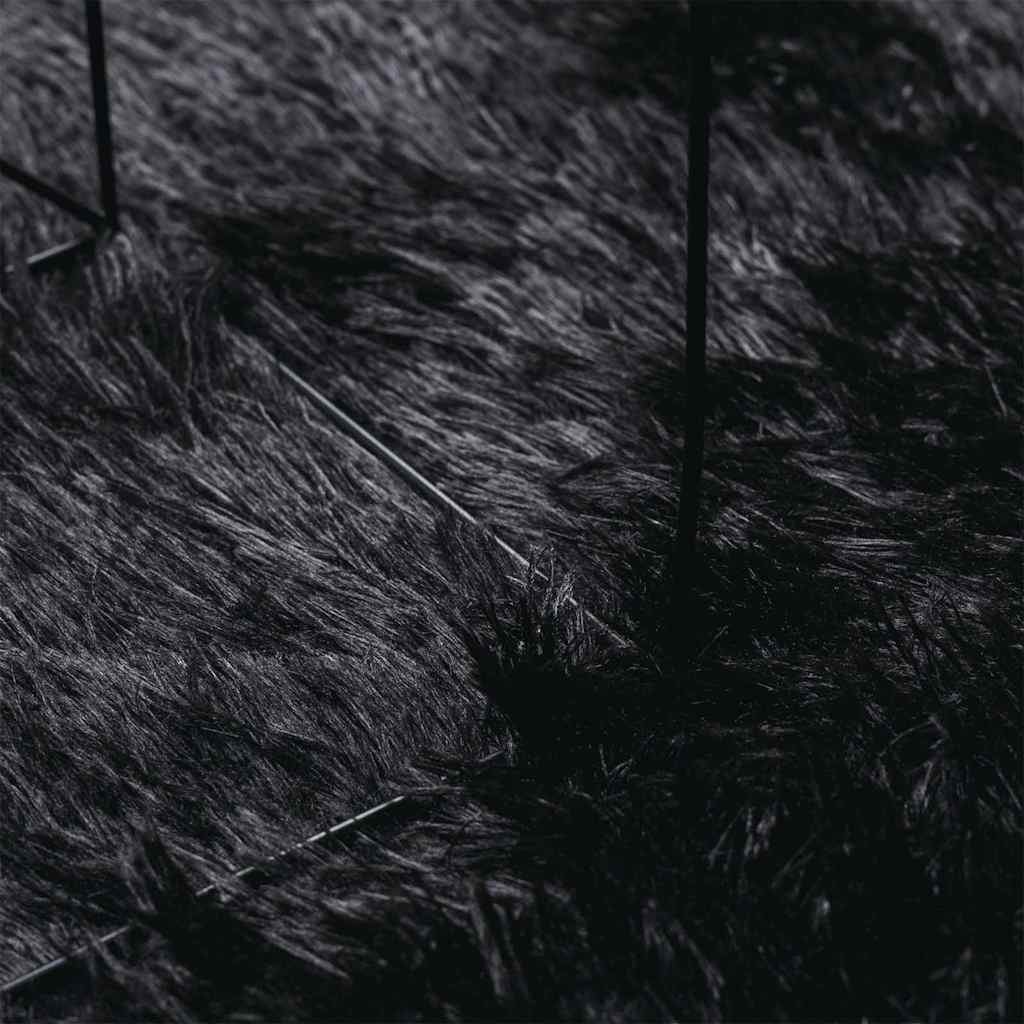 Teppich Shaggy Hochflor NAVARRA Schwarz 100x100 cm Polyester