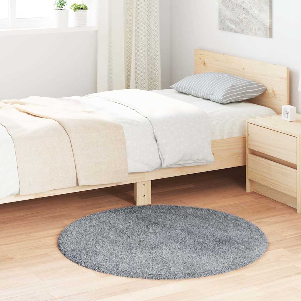 Teppich Shaggy Hochflor NAVARRA Hellgrau 100x100 cm Polyester