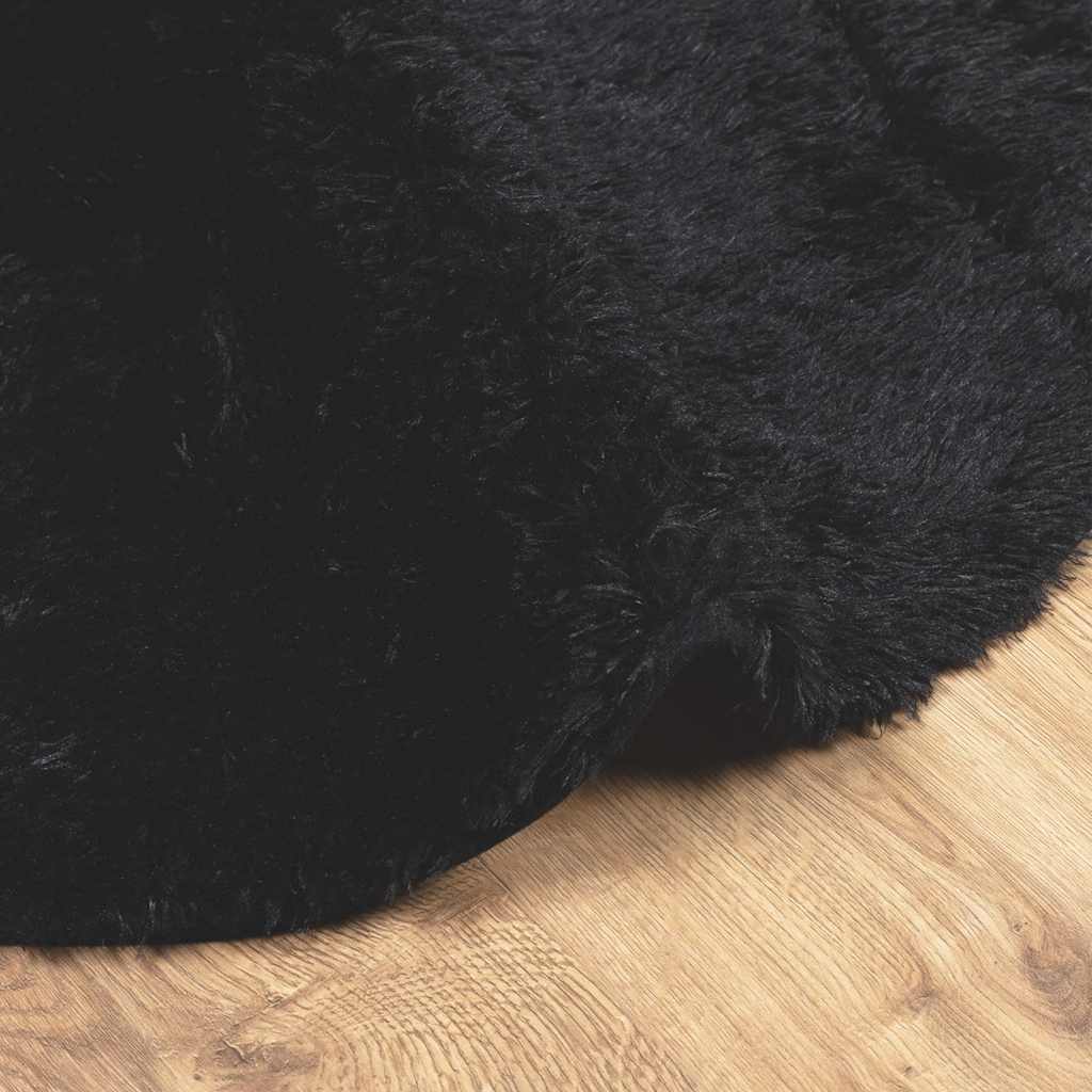 Teppich Shaggy Hochflor NAVARRA Schwarz 160x160 cm Polyester