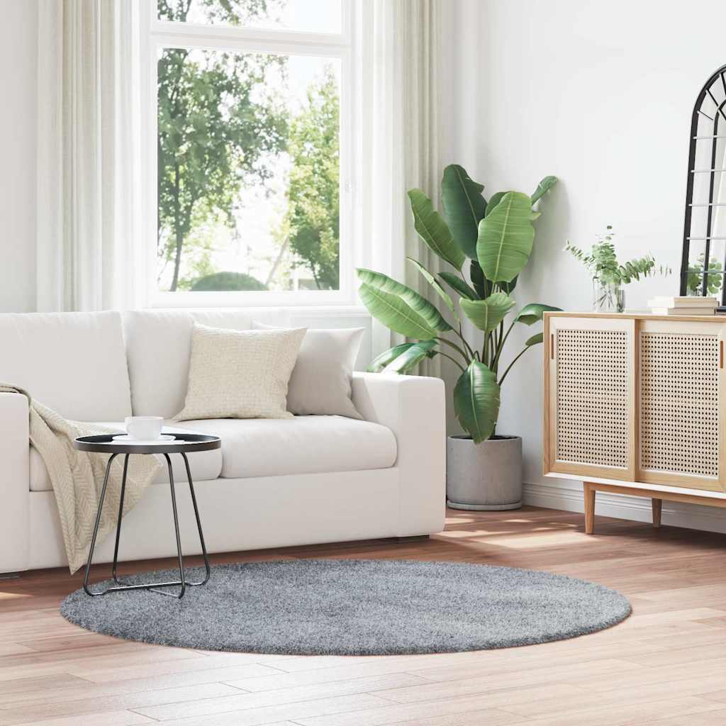 Teppich Shaggy Hochflor NAVARRA Hellgrau 160x160 cm Polyester