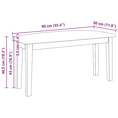 Bank 90 cm Massivholz Gummibaum