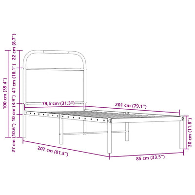 Bettgestell ohne Matratze 80x200 cm Sonoma-Eiche Holzwerkstoff