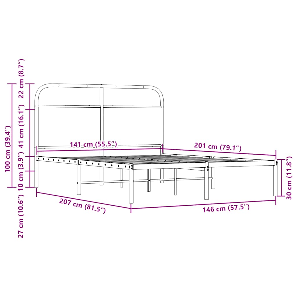 Bettgestell ohne Matratze 140x200 cm Sonoma-Eiche Holzwerkstoff