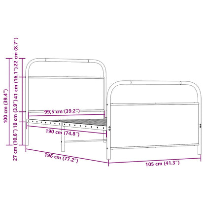 Bettgestell ohne Matratze 100x190 cm Braun Eichen-Optik