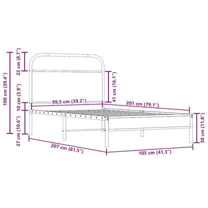 Bettgestell ohne Matratze 100x200 cm Räuchereiche Holzwerkstoff